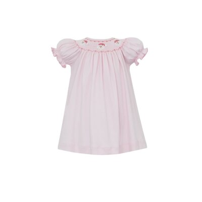 Petit Bebe Santa Face Pink Knit SS Bishop Dress