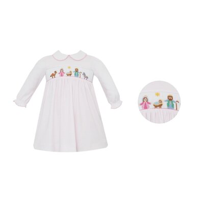 Petit Bebe Nativity Pink Stripe Knit LS Dress