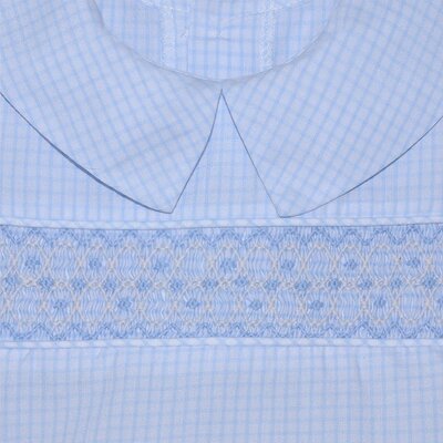 Remember Nguyen Blue Williams Windowpane Smocked Short Set