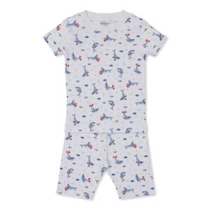 Kissy Kissy *PRE-ORDER*Tropical Whales Printed Blue Short Snug PJ Set