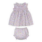 Kissy Kissy Pastel Gardens Printed Smocked Dress Set