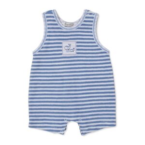 Kissy Kissy *PRE-ORDER*Whale Pods Lt Blue Terry Striped Sleeveless Playsuit