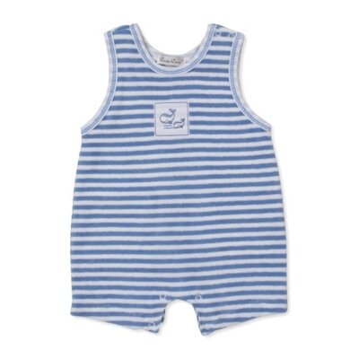 Kissy Kissy Whale Pods Lt Blue Terry Striped Sleeveless Playsuit