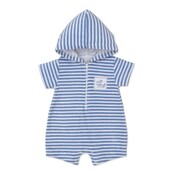 Kissy Kissy *PRE-ORDER*Whale Pods Lt Blue Terry Stripe Romper
