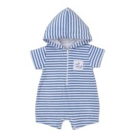 Kissy Kissy *PRE-ORDER*Whale Pods Lt Blue Terry Stripe Romper