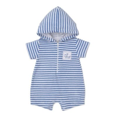 Kissy Kissy Whale Pods Lt Blue Terry Stripe Romper