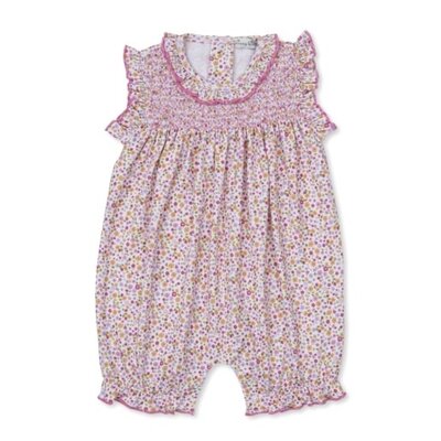 Kissy Kissy Blossoming Bows Printed Smocked Short Playsuit