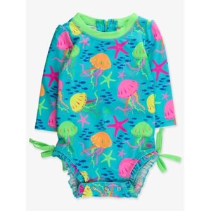RuffleButts + RuggedButts Neon Jelly Time Long Sleeve One Piece Rash Guard