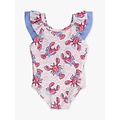 RuffleButts + RuggedButts Pink Lobster Lagoon Bow V-Back One Piece Swimsuit