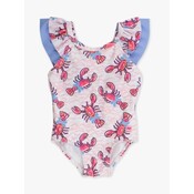 RuffleButts + RuggedButts Pink Lobster Lagoon Bow V-Back One Piece Swimsuit