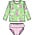 RuffleButts + RuggedButts Neon Turtle Tide Flutter Long Sleeve Rash Guard Skirted 2-Piece Swimsuit