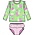 RuffleButts + RuggedButts *PRE-ORDER*Neon Turtle Tide Flutter Long Sleeve Rash Guard Skirted 2-Piece Swimsuit
