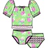 RuffleButts + RuggedButts *PRE-ORDER*Neon Turtle Tide Puff Sleeve Ruffle Tankini 2-Piece Swimsuit