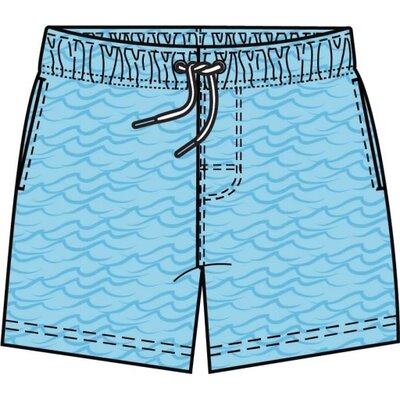 RuffleButts + RuggedButts Blue Breeze Bay Color Changing Performance Hybrid Swim Trunks