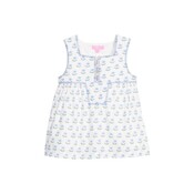 Little English | BISBY Blue Tulip Block Print Keystone Top