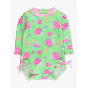 RuffleButts + RuggedButts *PRE-ORDER*Neon Turtle Tide Long Sleeve One Piece Rash Guard