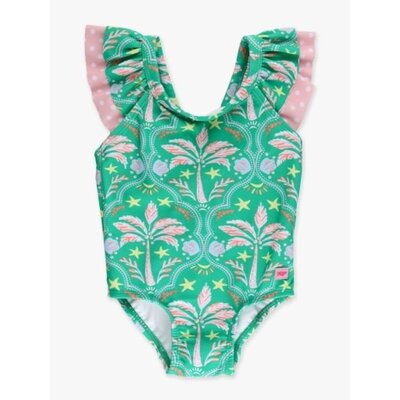 RuffleButts + RuggedButts Coconut Cabana Bow V-Back One Piece Swimsuit