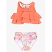 RuffleButts + RuggedButts Sunset Seashells Flounce Bikini 2-Piece Swimsuit, with Signature Rear Ruffles