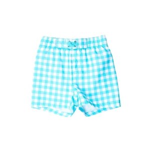RuffleButts + RuggedButts *PRE-ORDER*Bright Aqua Gingham Swim Trunks