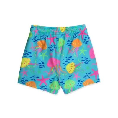 RuffleButts + RuggedButts Neon Jelly Time Performance Hybrid Swim Trunks