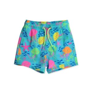 RuffleButts + RuggedButts Neon Jelly Time Performance Hybrid Swim Trunks