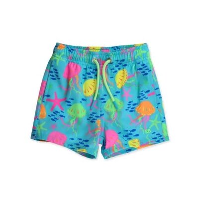 RuffleButts + RuggedButts Neon Jelly Time Performance Hybrid Swim Trunks