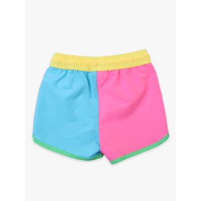RuffleButts + RuggedButts Neon Color Block Dolphin Hem Swim Trunks