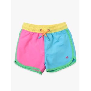 RuffleButts + RuggedButts Neon Color Block Dolphin Hem Swim Trunks