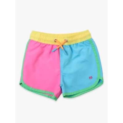 RuffleButts + RuggedButts Neon Color Block Dolphin Hem Swim Trunks