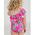 RuffleButts + RuggedButts Neon Palm Paradise One Shoulder Ruffle One Piece
