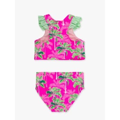 RuffleButts + RuggedButts Neon Palm Paradise Racerback Flutter Tankini 2PC Swimsuit
