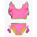 RuffleButts + RuggedButts *PRE-ORDER*Neon Pink Crochet Detail Butterfly Tankini 2-Piece Swimsuit