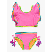 RuffleButts + RuggedButts Neon Pink Crochet Detail Butterfly Tankini 2-Piece Swimsuit