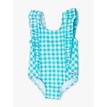 RuffleButts + RuggedButts *PRE-ORDER*Bright Aqua Gingham Waterfall One Piece Swimsuit