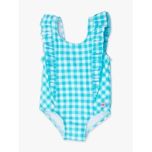 RuffleButts + RuggedButts *PRE-ORDER*Bright Aqua Gingham Waterfall One Piece Swimsuit
