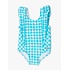 RuffleButts + RuggedButts Bright Aqua Gingham Waterfall One Piece Swimsuit