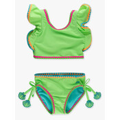 RuffleButts + RuggedButts Neon Honeydew Crochet Detail Butterfly Tankini 2-Piece Swimsuit