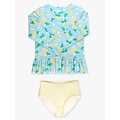 RuffleButts + RuggedButts Blooming Basket Scallop Hem Long Sleeve Rash Guard 2-Piece, with Signature Rear Ruffles