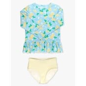 RuffleButts + RuggedButts *PRE-ORDER*Blooming Basket Scallop Hem Long Sleeve Rash Guard 2-Piece, with Signature Rear Ruffles