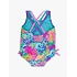 RuffleButts + RuggedButts Neon Ocean Coral Cross-Back One Piece Swimsuit