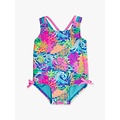 RuffleButts + RuggedButts Neon Ocean Coral Cross-Back One Piece Swimsuit