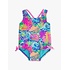 RuffleButts + RuggedButts Neon Ocean Coral Cross-Back One Piece Swimsuit
