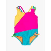 RuffleButts + RuggedButts Neon Color Block Cross-Back One Piece Swimsuit