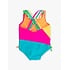RuffleButts + RuggedButts Neon Color Block Cross-Back One Piece Swimsuit