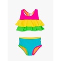 RuffleButts + RuggedButts Neon Color Block Flounce Bikini 2-Piece Swimsuit, with Signature Rear Ruffles