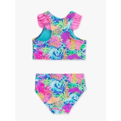 RuffleButts + RuggedButts Neon Ocean Coral Racerback Flutter Tankini