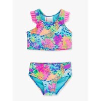 RuffleButts + RuggedButts Neon Ocean Coral Racerback Flutter Tankini