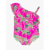 RuffleButts + RuggedButts Neon Palm Paradise One Shoulder Ruffle One Piece
