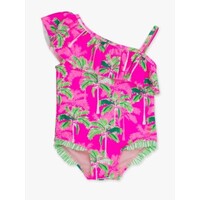 RuffleButts + RuggedButts Neon Palm Paradise One Shoulder Ruffle One Piece