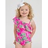 RuffleButts + RuggedButts Neon Palm Paradise One Shoulder Ruffle One Piece